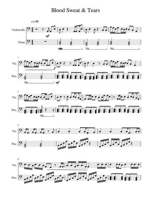 Blood Sweat Tears for Cello