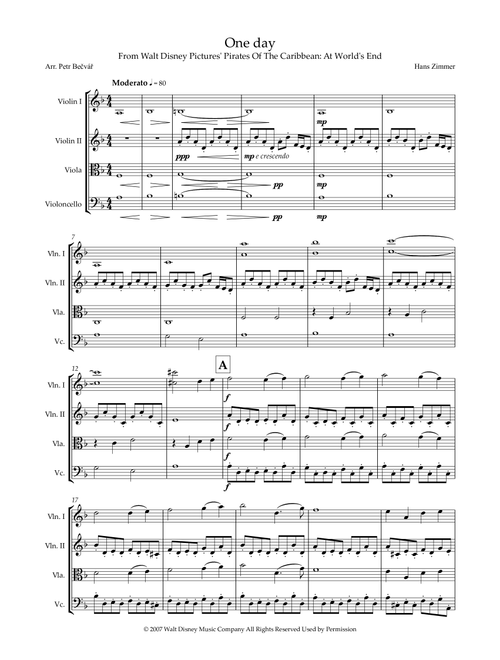 One Day (Arr. Petr Bečvář) - Hans Zimmer (String Quartet)