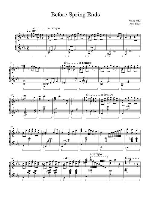 Before Spring Ends – Wang OK (Piano Solo)