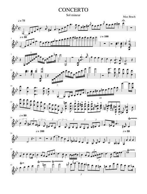 (Violin Only) 1st mvt concerto G minor (Bruch) - Practice Score
