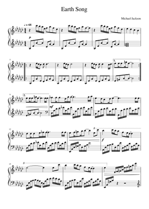 Play Official version of Earth song Sheet Music by Michael Jackson for ...