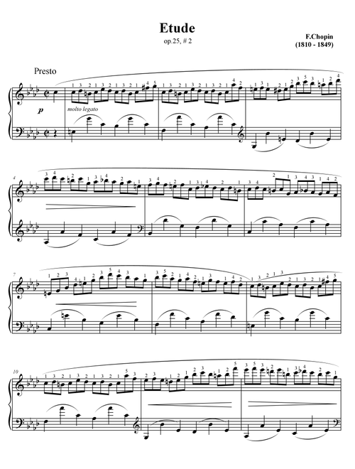 Chopin Etude in F minor Op.25 No.2 (Arr. Ben Choupak) - F. Chopin (Piano Solo)
