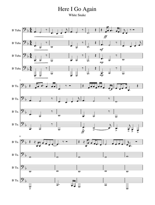 Here I Go Again - Whitesnake (Tuba Quartet)
