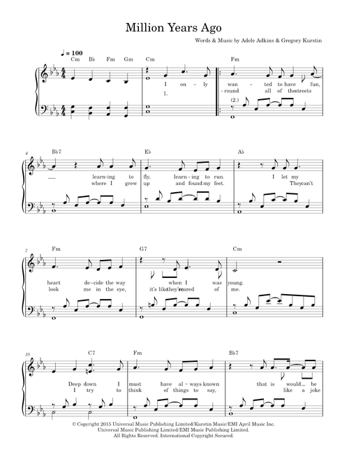 Million Years Ago - Adele (Easy Piano)