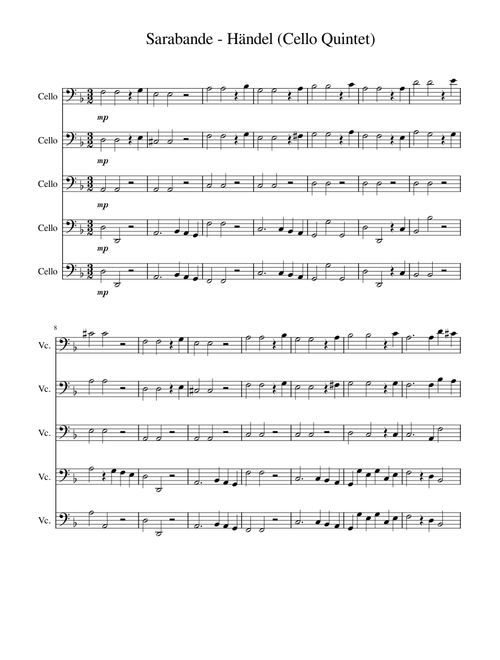 Sarabande - Händel  Cello Quintet