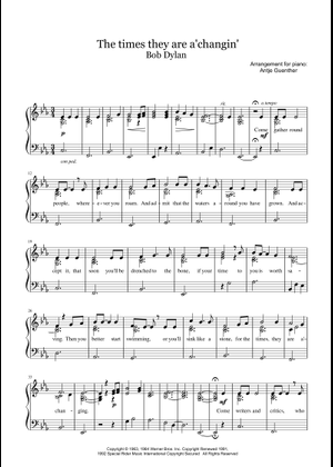 Play Official version of The Times They Are A-Changin' Sheet Music