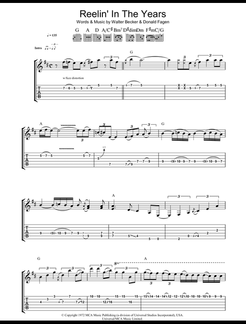 Reelin' In The Years - Steely Dan (Guitar Tab)