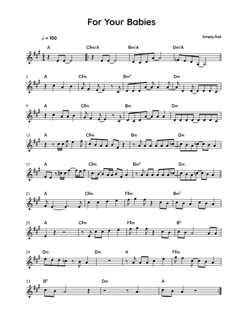 For Your Babies (Arr. Paulo CÃ©sar Bezerra Vitor) - Simply Red (Lead Sheet - Fake Book)