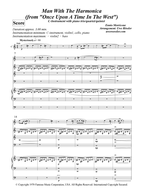 Man With The Harmonica (Arr. Uwe Rössler Roessler Rassler) - Ennio Morricone (Small Ensemble)