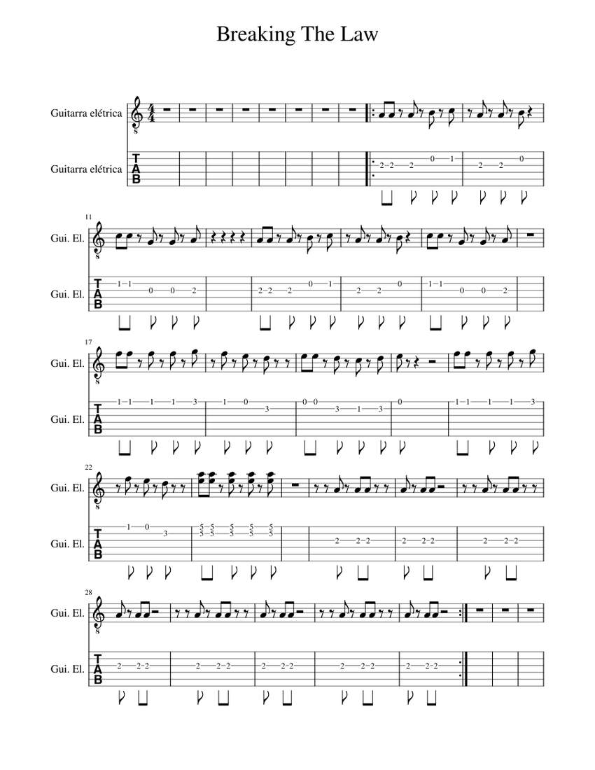 Breaking The Law - Judas Priest Sheet music for Guitar