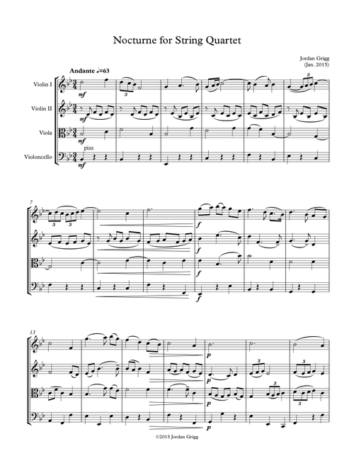 Nocturne for String Quartet - Jordan Grigg (String Quartet)
