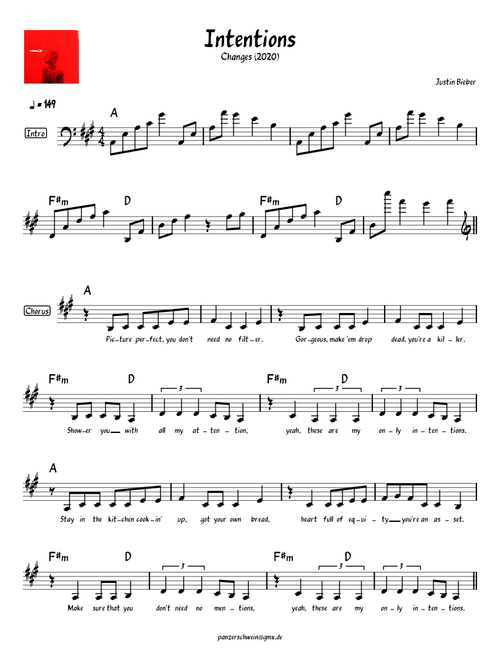 Justin Bieber - Intentions - Lead Sheet