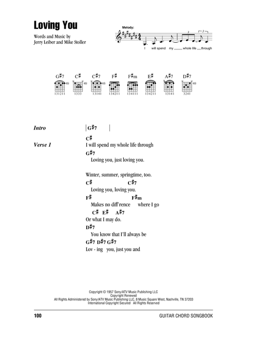 Loving You - Elvis Presley, Leiber & Stoller (Guitar Chords-Lyrics)