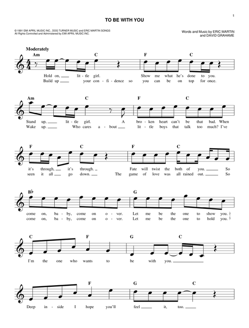 To Be With You - Mr Big (Easy Lead Sheet - Fake Book)