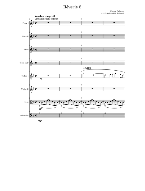 Rêverie for Chamber Orchestra sheet music arranged by sophiasapprentice