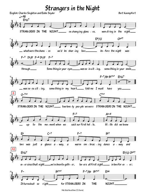 Strangers in the Night (Lead sheet with lyrics )