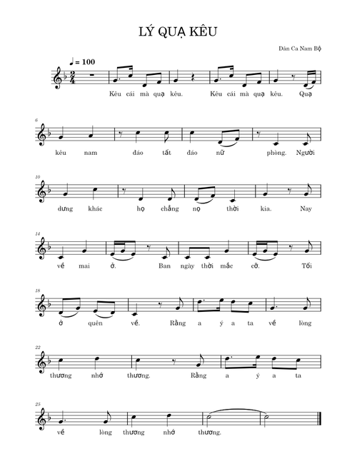 LÝ QUẠ KÊU – Dân Ca Nam Bộ