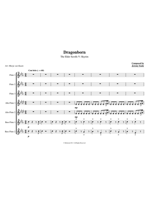 Skyrim: Dragonborn for Flute Ensemble