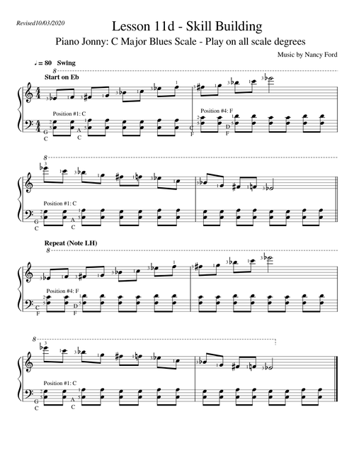 Lesson 11d - Skill Building - Piano Jonny  - C Blues Scale - All Degrees