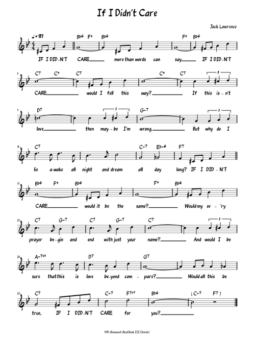 If I Didn't Care (Lead sheet with lyrics )