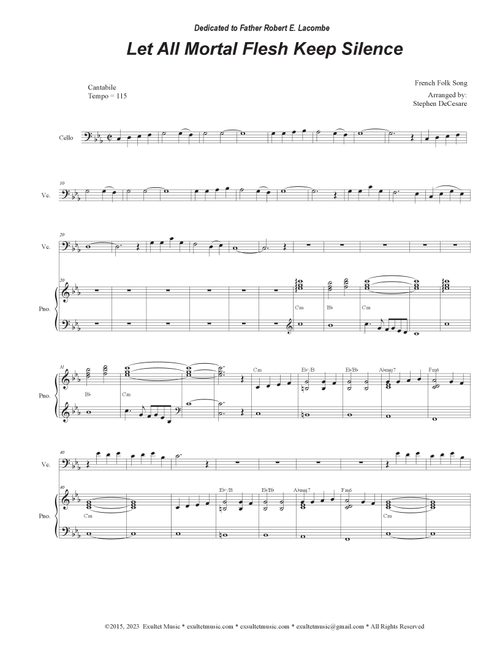 Let All Mortal Flesh Keep Silence (Cello solo and Piano) (Arr. Stephen DeCesare) (Cello and Piano)
