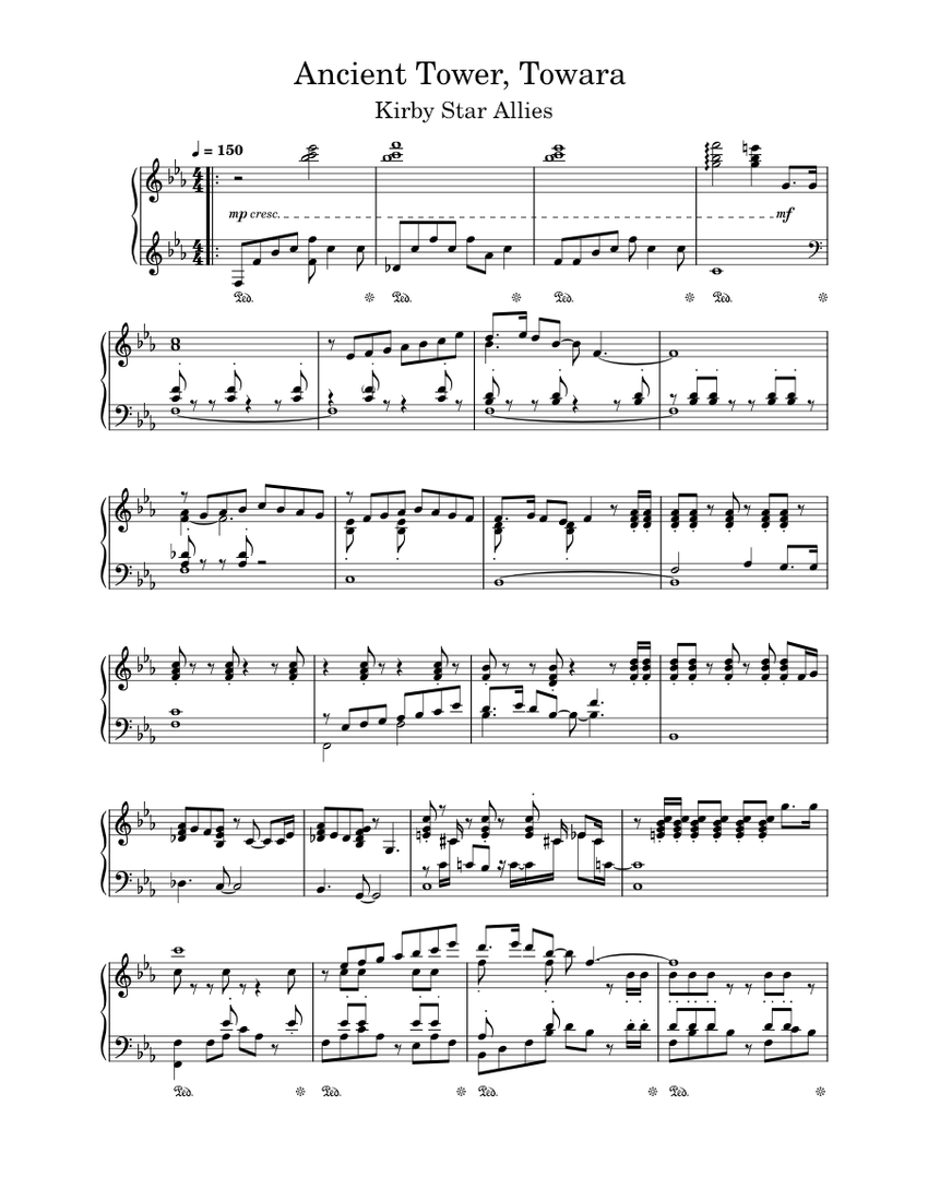 Ancient Tower, Towara - Kirby Star Allies - Sheet Music for