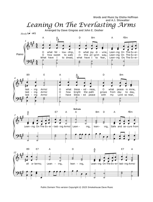 Leaning On The Everlasting Arms (Arr. Dave Gingras and John E. Dosher) - Various (Piano Vocal)