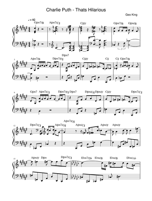 That's Hilarious (Arr. Gregory King) - Charlie Puth (Easy Piano)