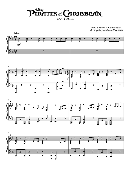 Pirates of the Caribbean The Curse of the Black Pearl - He's A Pirate | Piano Solo
