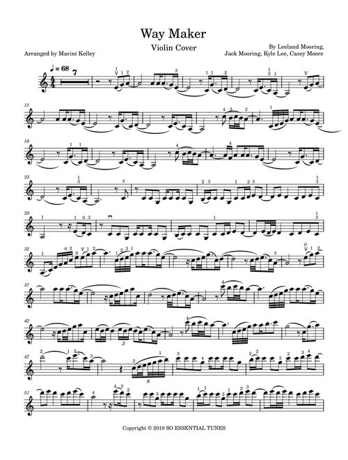 Way Maker (Arr. by Marini Kelley) - Leeland (Violin Solo)