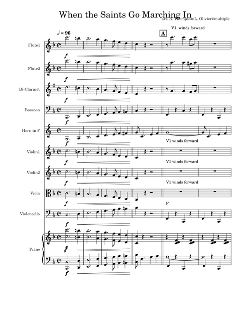 When the Saints Go Marching In for chamber orchestra sheet music arranged by sophiasapprentice