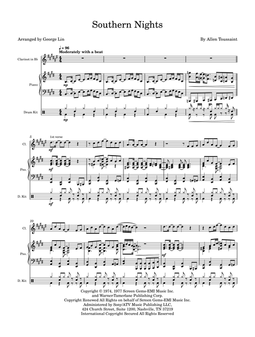 Southern Nights (Arr. George Lin) - Glen Campbell (Clarinet and Piano)