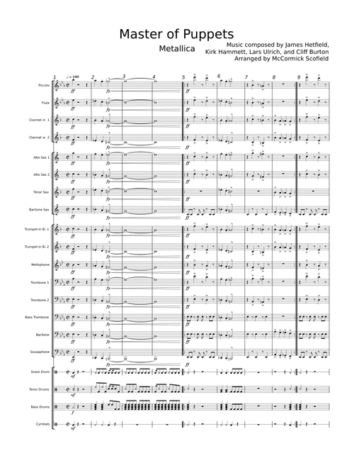 Master of puppets – Metallica (Marching Band)