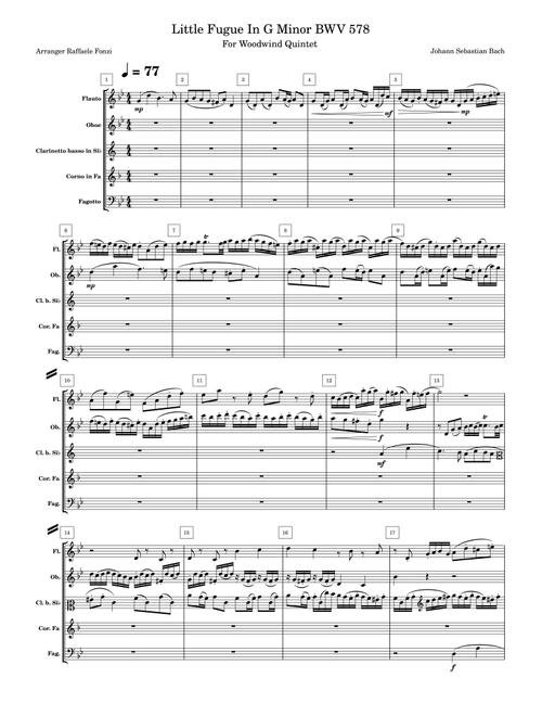 Little Fugue In G Minor (Woodwind Quintet) (Arr. Raffaele Fonzi) - Johann Sebastian Bach (Woodwind Ensemble)