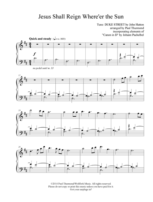 Jesus Shall Reign Where'er the Sun (Arr. Paul Thurmond) - John Hatton (Piano Solo)