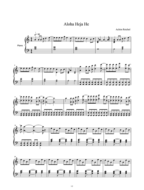 Aloha Heja He (Arr. Achim Reichel) (Piano Solo)