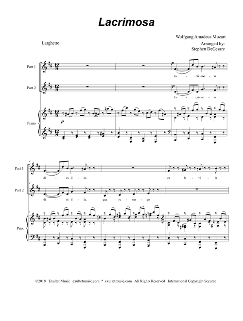 Lacrimosa (2-part choir) (Arr. Stephen DeCesare) (Choral, 2-Part)