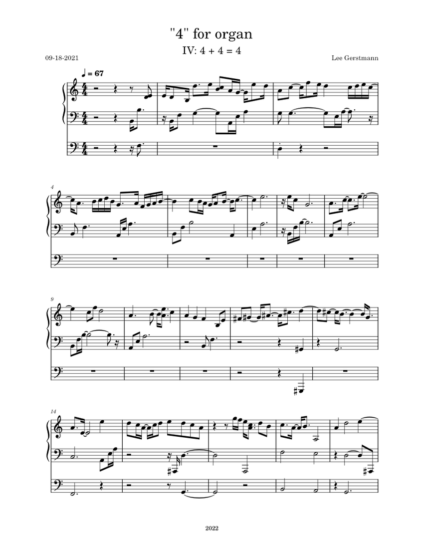 Organ Score 4 for organ 4 Sheet Music for Organ (Solo) | MuseScore.com