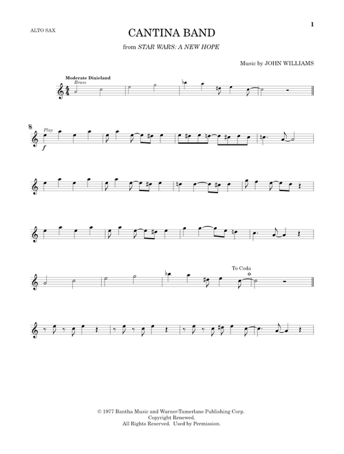 Cantina Band (from Star Wars: A New Hope) - John Williams (Alto Sax Solo)