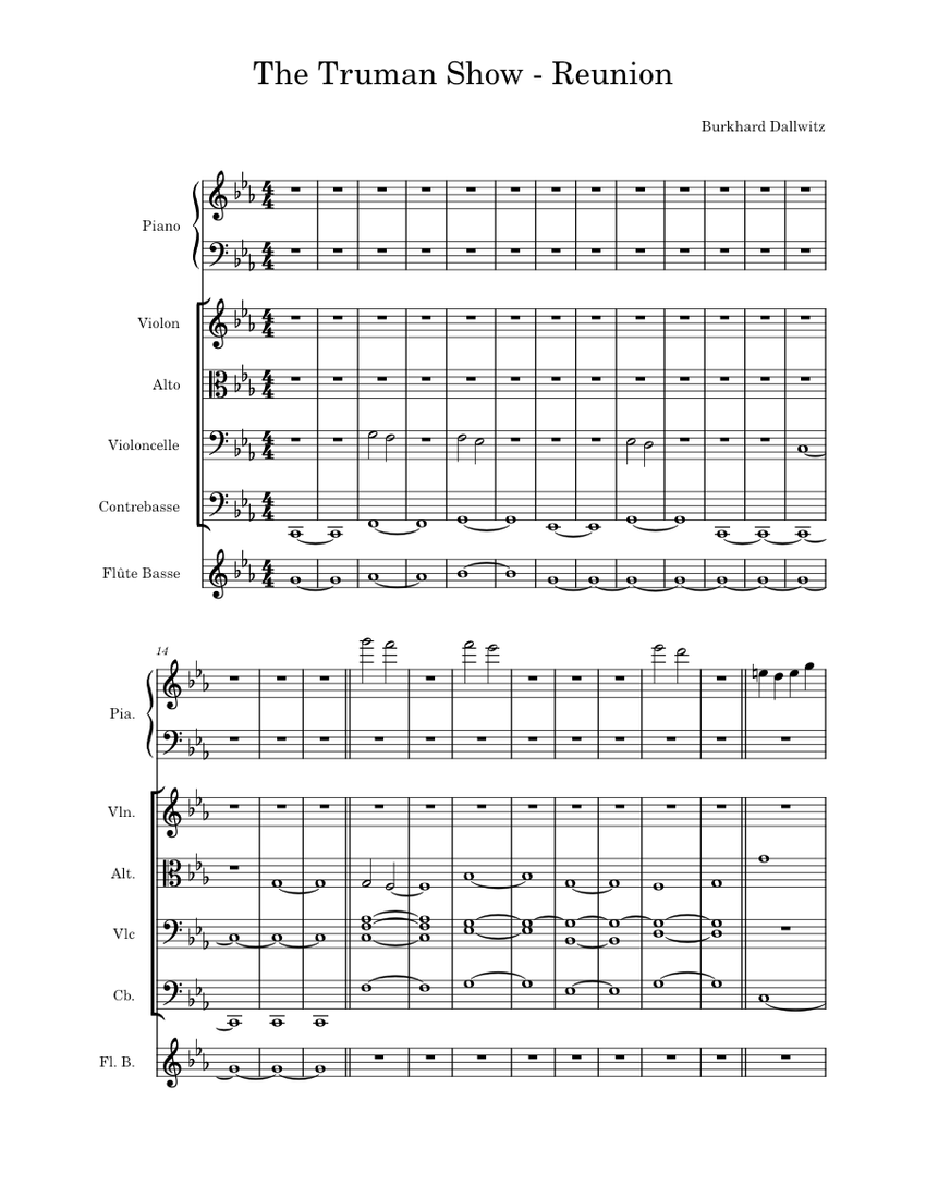 The Truman Show - Reunion Sheet music for Piano, Contrabass, Violin, Viola  & more instruments (Piano Sextet) | Musescore.com