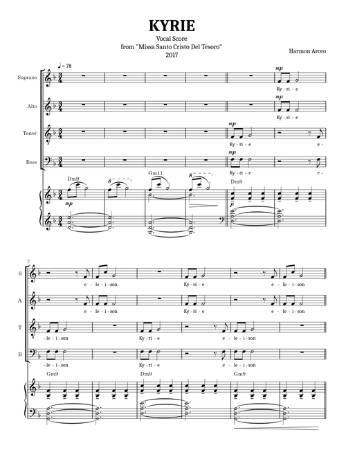 Kyrie (Vocal Score) by Harmon Arceo from Missa Santo Cristo Del Tesoro