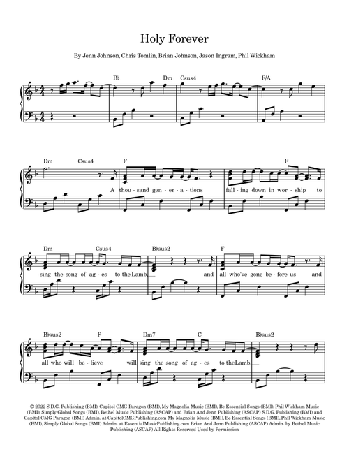 Holy Forever (Arr. Julie Wormald) - Chris Tomlin (Piano Solo)