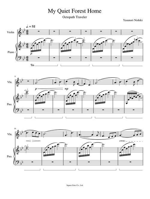 My Quiet Forest Home (Octopath Traveler) Violin & Piano