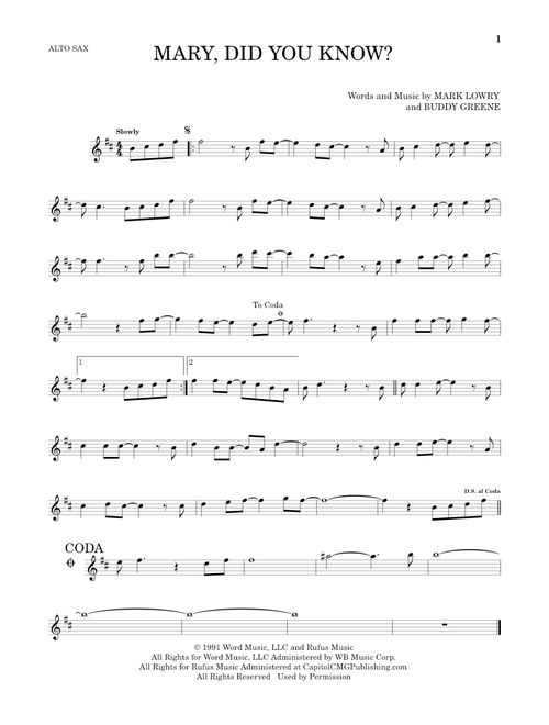 Mary, Did You Know? - Mark Lowry, Buddy Greene (Alto Sax Solo)