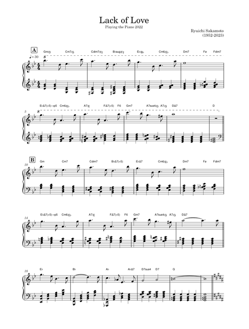 Ryuichi Sakamoto - Lack of Love