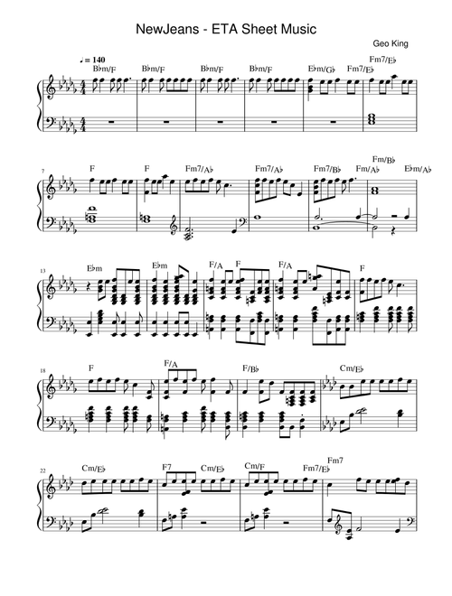 Eta (Arr. Gregory King) - Newjeans (Easy Piano)