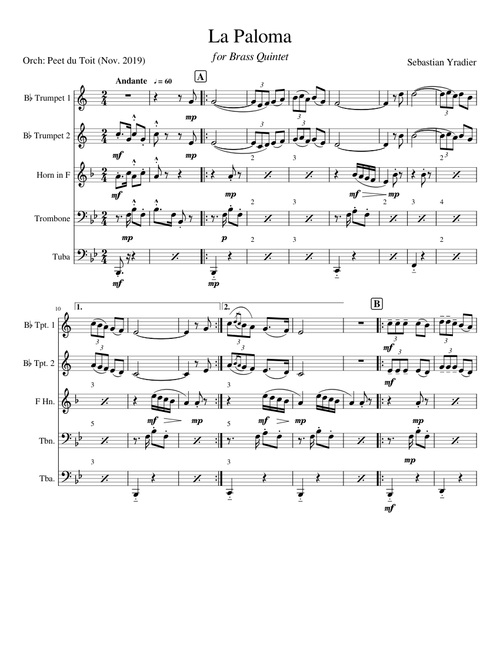 La Paloma - Sebastian Yradier (Brass Quintet)