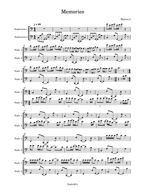 Memories (Arr. Eupho&Co) - Maroon 5 (Instrumental Duet)