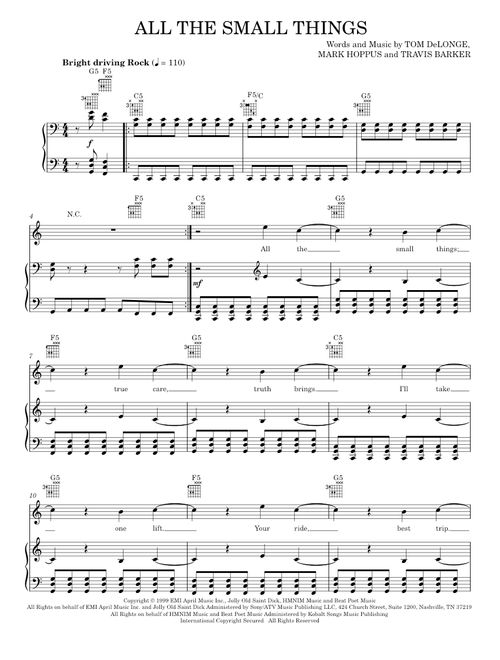 All the small things - Blink-182 (Piano-Vocal-Guitar)