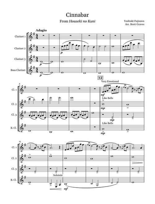 Cinnabar  – Yoshiaki Fujisawa Clarinet Quartet